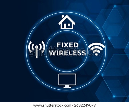 fixed wireless tech concept.A type of internet connection that uses radio signals to deliver broadband services to a fixed location, such as homes or businesses.