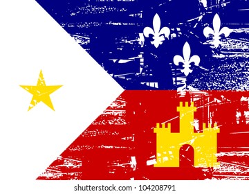 Flag Of Acadiana City In The U.S.A, Grunge Effect.