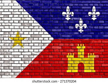 Flag Of Acadiana Painted On Brick Wall