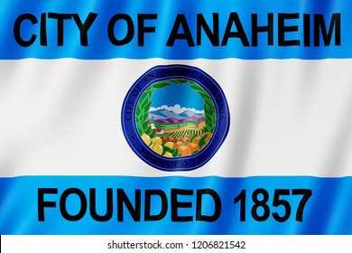 Flag Of Anaheim City, California (US) 3d Illustration