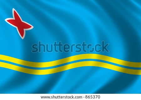 Flag of Aruba waving in the wind