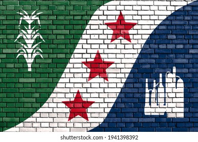 Flag Of Ascension Parish, Louisiana Painted On Brick Wall