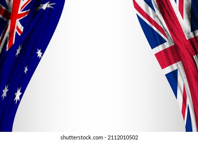 Flag Of Australia And The United Kingdom With Theater Effect. 3D Illustration