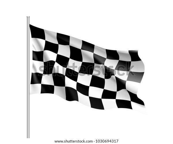 Flag Auto Rennen Schwingen Realistische Banner Symbol Stockillustration