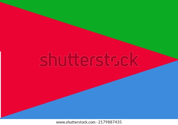 The flag background of Eritrea. design background a\
red isosceles triangle based and then divided into two right\
triangles: the upper triangle is green and the lower triangle is\
blue, without logo