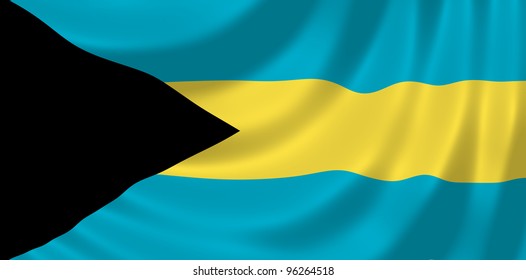 Flag of Bahamas waving in the wind detail