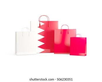 Flag Of Bahrain On Shopping Bags. 3D Illustration