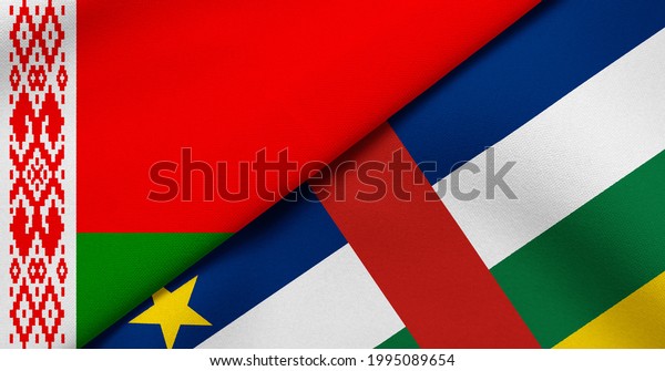 Flag of Belarus and Central\
African Republic - 3D illustration. Two Flag Together - Fabric\
Texture