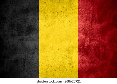 flag of Belgium or Belgian banner on rough pattern texture background