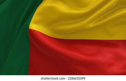 Flag of Benin flag satin fabric 3d illustration