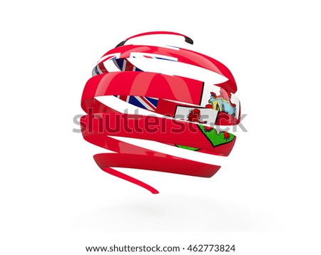Flag of bermuda, round icon isolated on white. 3D illustration