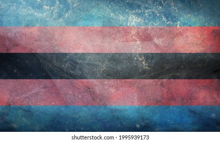 Flag Of Black Trans With Fabric Texture. Equality Concept. Grunge Retro Plain Background. Top View.