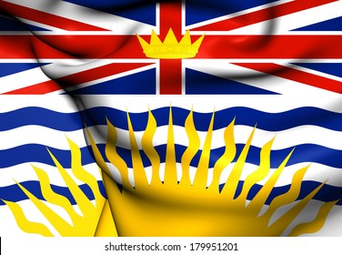 Flag of British Columbia, Canada. Close Up.