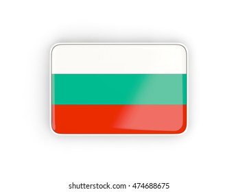 Flag of bulgaria, rectangular icon with white border. 3D illustration