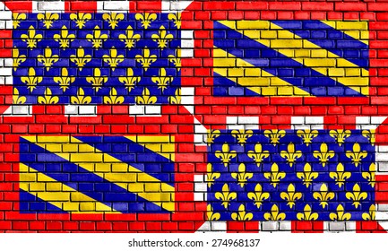 Flag Of Burgundy Painted On Brick Wall