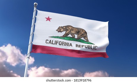 Flag California USA State 4k 3d Render