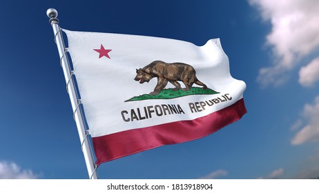 Flag California USA State 4k 3d Render