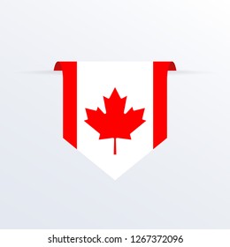 Flag Of Canada Ribbon Or Pennant. Hanging Canadian Flag. 