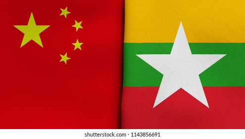 Flag Of China And Myanmar