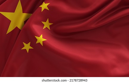 Flag Of China Flag Satin Fabric 3d Illustration