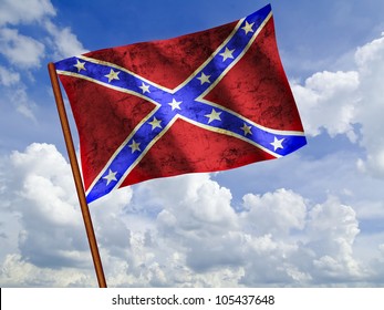 Flag Confederate Waving Against Blue Sky Stock Illustration 105437648 ...