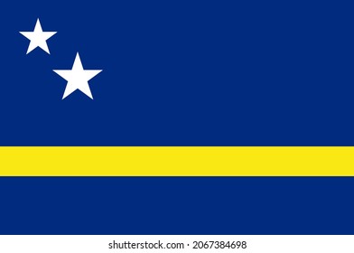 Flag Of Curacao Is A Lesser Antilles Island Country In The Southern Caribbean Sea. 3d Illustration