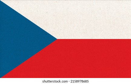 Flag of Czech Republic. Czech flag on fabric surface. Fabric texture. National symbol of Czech Republic on patterned background. Czech Republic