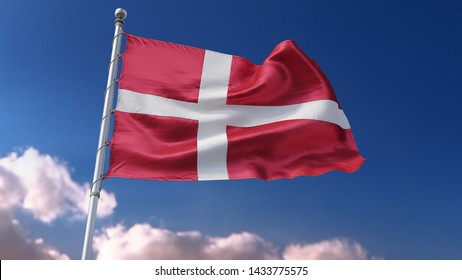 Flag Denmark DK 4k 3d Rendering