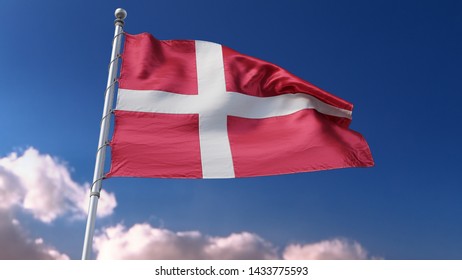 Flag Denmark DK 4k 3d Rendering