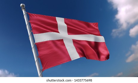 Flag Denmark DK 4k 3d Rendering