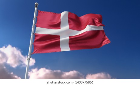 Flag Denmark DK 4k 3d Rendering