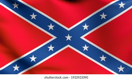 Flag of Dixieland or Confederate States Army in USA or The United States of America. 3D rendering illustration of waving sign symbol.