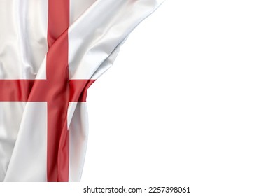 Flag of England in the corner on white background. 3D rendering. Isolated