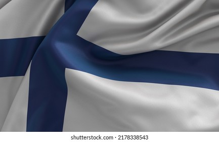 Flag of Finland flag satin fabric 3d illustration