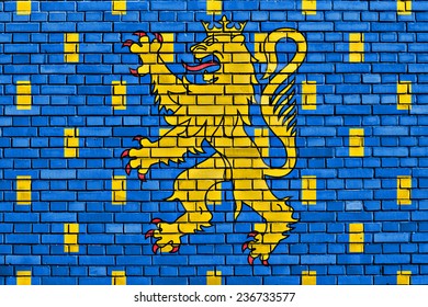 flag of Franche Comte painted on brick wall