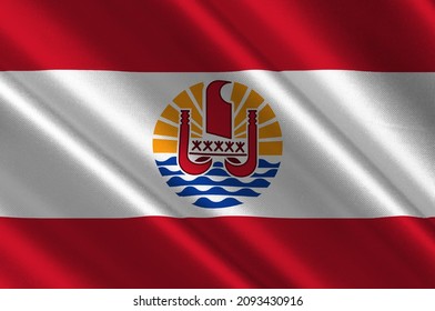 Flag Of French Polynesia Is An Overseas Collectivity Of France And Its Sole Overseas Country. 3d Illustration