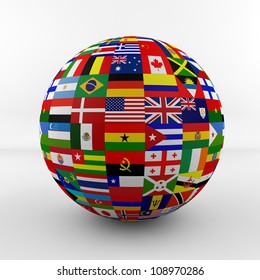  Flag Globe With Different Country Flags