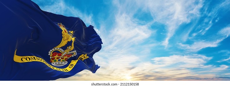 Flag Of Governor General Of Australia , Australia At Cloudy Sky Background On Sunset, Panoramic View. Australian Travel And Patriot Concept. Copy Space For Wide Banner. 3d Illustration