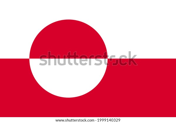 flag of Greenland is divided horizontally equally
into a white