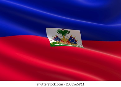 Flag of Haiti. 3d illustration of the haitian flag waving.