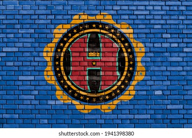 Flag Of Hamilton County, Ohio Painted On Brick Wall