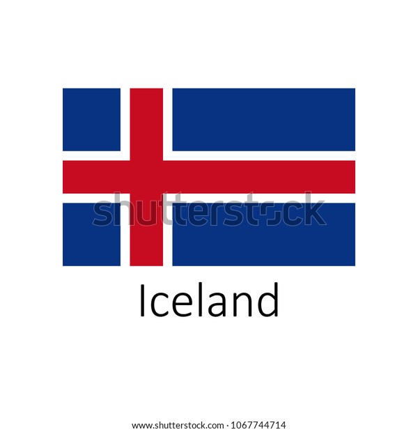 Flag Iceland Name Illustration Official Colors Stock Illustration