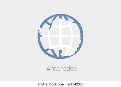 A Flag Illustration Inside A World Icon Of Antartica