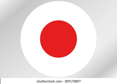 A Flag Illustration Within A Circle Of The Country Of  Japan