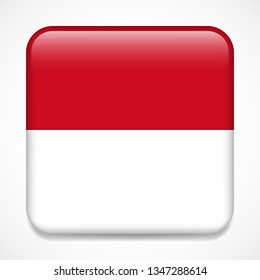 Flag Of Indonesia. Square Glossy Badge