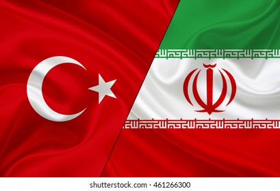 Flag Of Iran And Flag Of Turkey (3d Illustration)