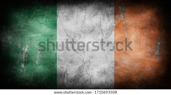 Flag of Ireland with grunge texture\
background 3D\
illustration