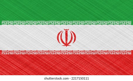 Flag Of The Islamic Republic Of Iran On A Fabric Texture.