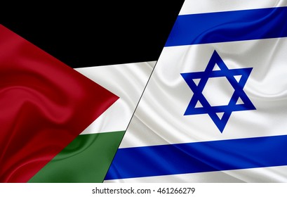Flag Of Israel And Flag Of Palestine (3d Illustration)