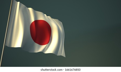 flag. japan flagpole. 3d rendering of japan flag background.